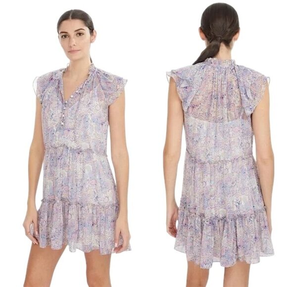 Generation Love - Women’s Tiered Mini Dress, ‘Mirabelle’ Paisley - Purple Medium - Picture 1 of 17
